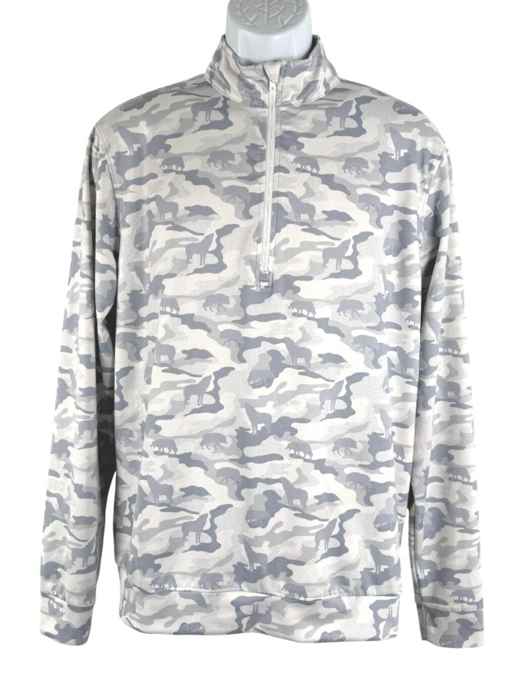 Waggle Performance Pullover Medium Gray Camo Wolf Quarter Zip Golf TP-3924